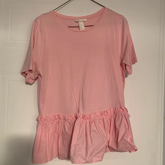 BABY PINK RUFFLE PEPLUM TSHIRT - Picture 2 of 4